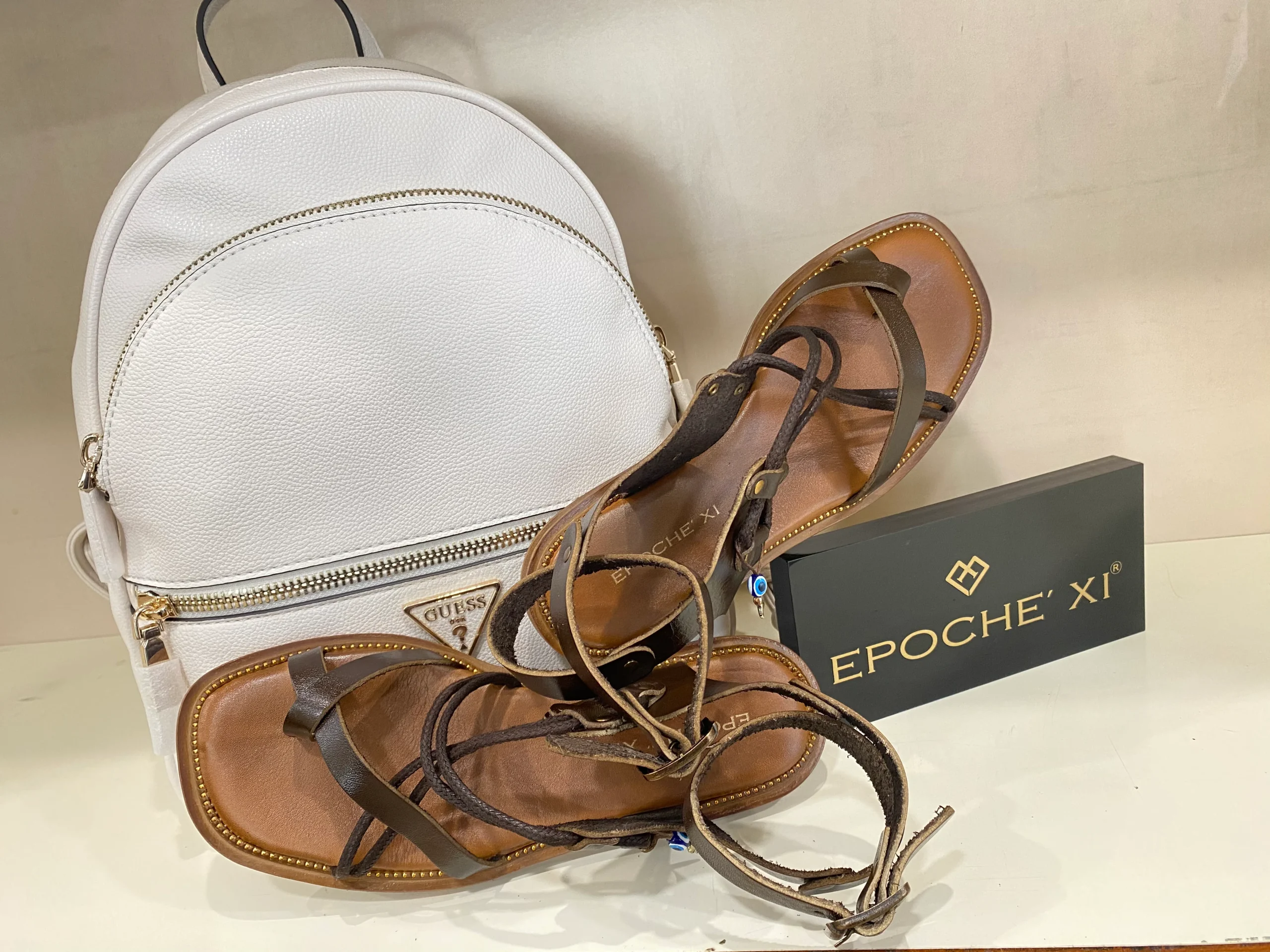 Epochè XI Siena 48 sandalo basso in pelle testa moro con accessori - immagine 3