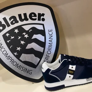 Blauer Queens 01 sneakers uomo in suede/mesh navy/white