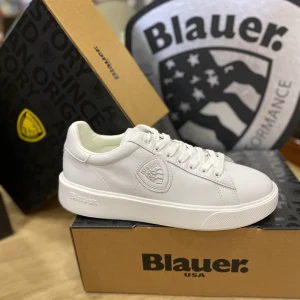 Blauer Buck 01 sneakers uomo in pelle white con logo