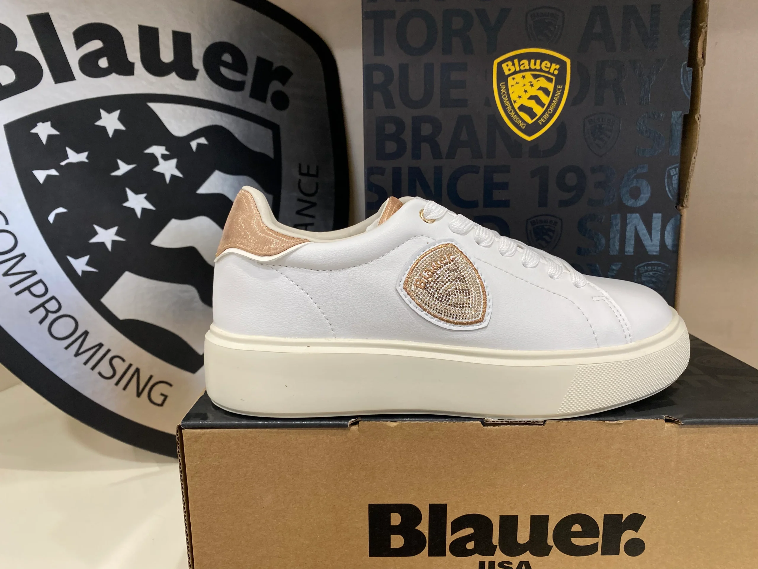 Blauer Venus 01 sneakers donna in pelle white/beige con logo - immagine 2