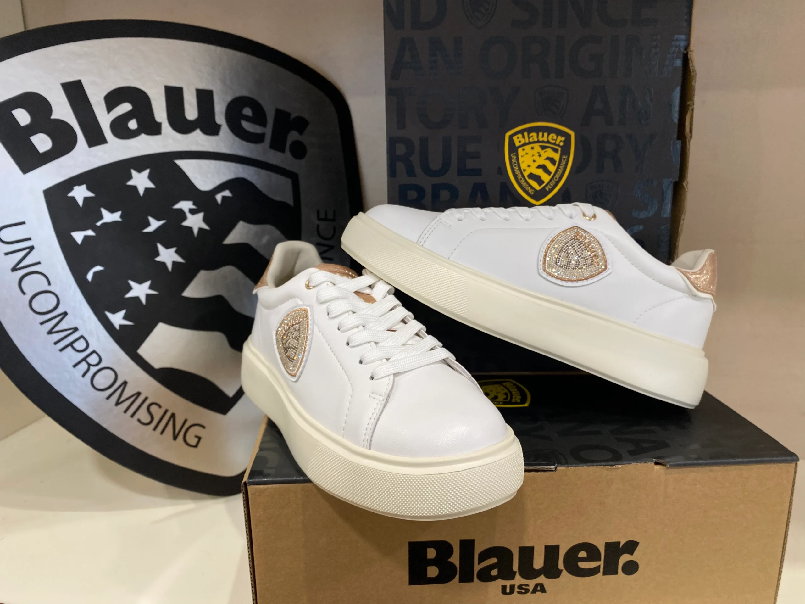 Blauer Venus 01 sneakers donna in pelle white/beige con logo - immagine 3