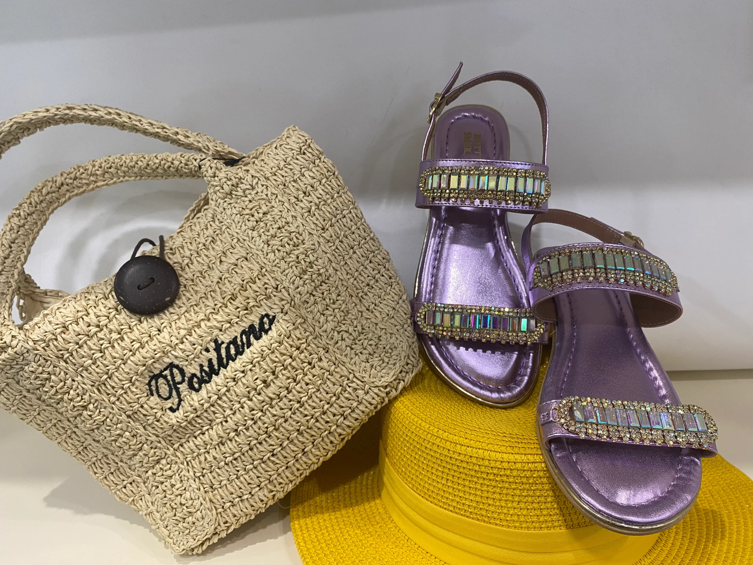 Bottega Smeralda 525LLC sandalo due fasce metallizzato lilla - immagine 4