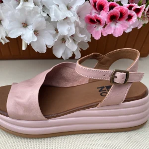 Bueno A2402 sandalo con fascia trasversale e cinturino in pelle rosa