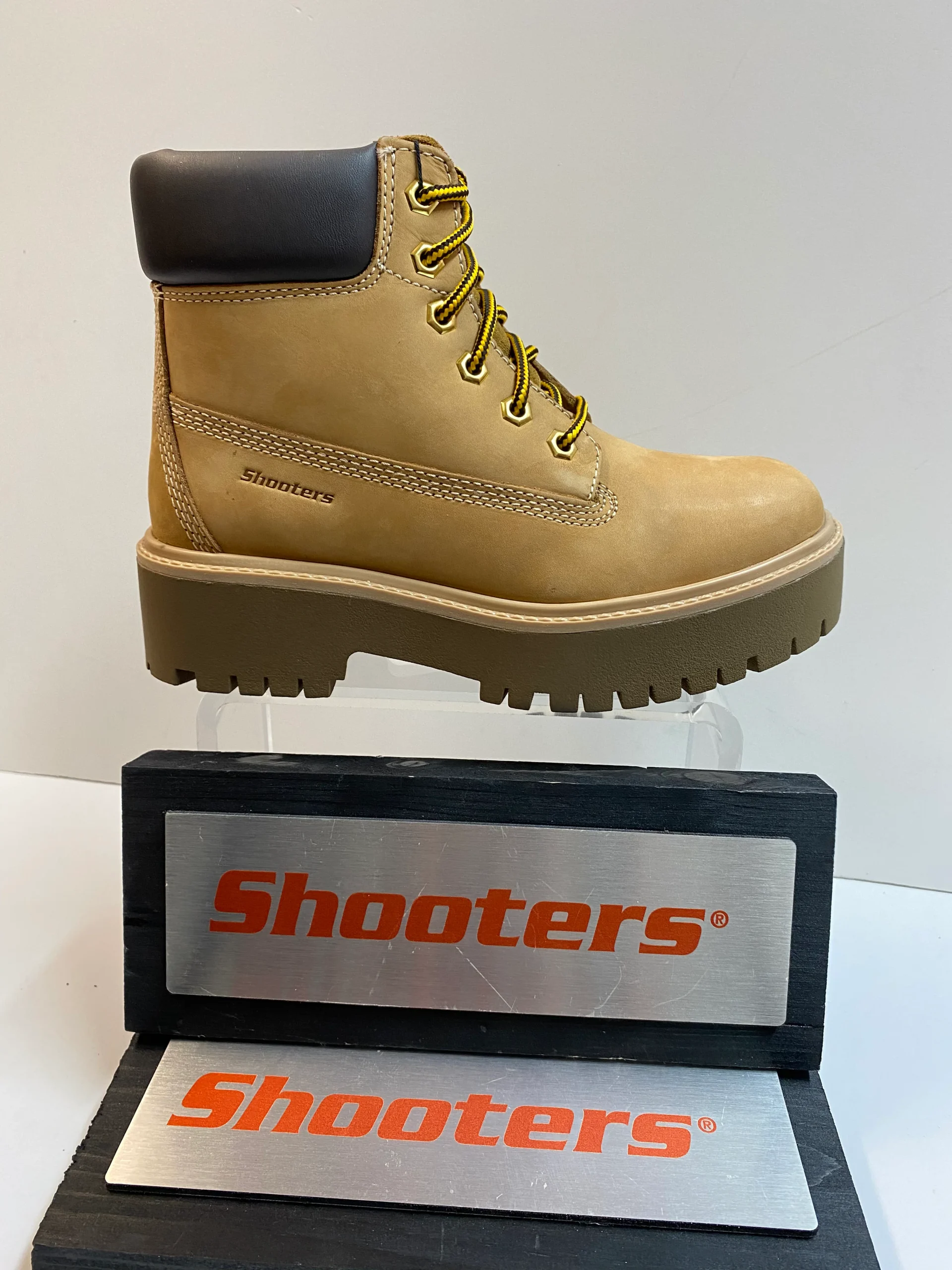 Shooters S22096-03 anfibi donna in pelle ingrassata gialla e fondo alto