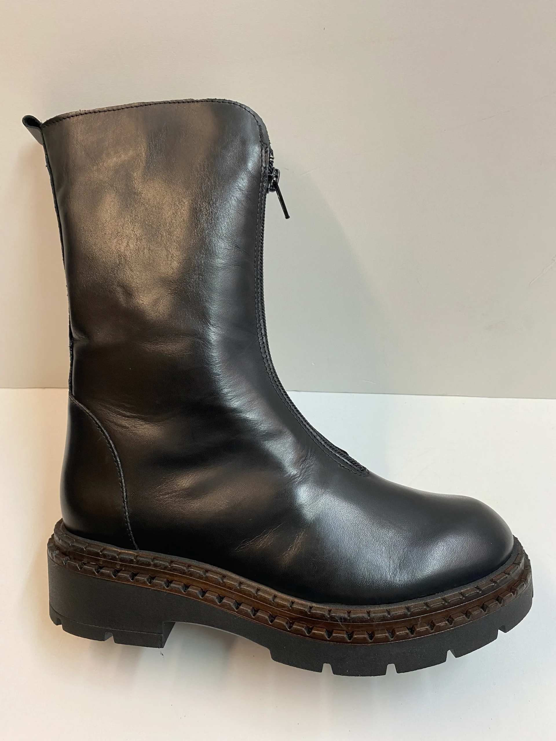 RShoes NANA 2 stivale donna in pelle nero con zip centrale