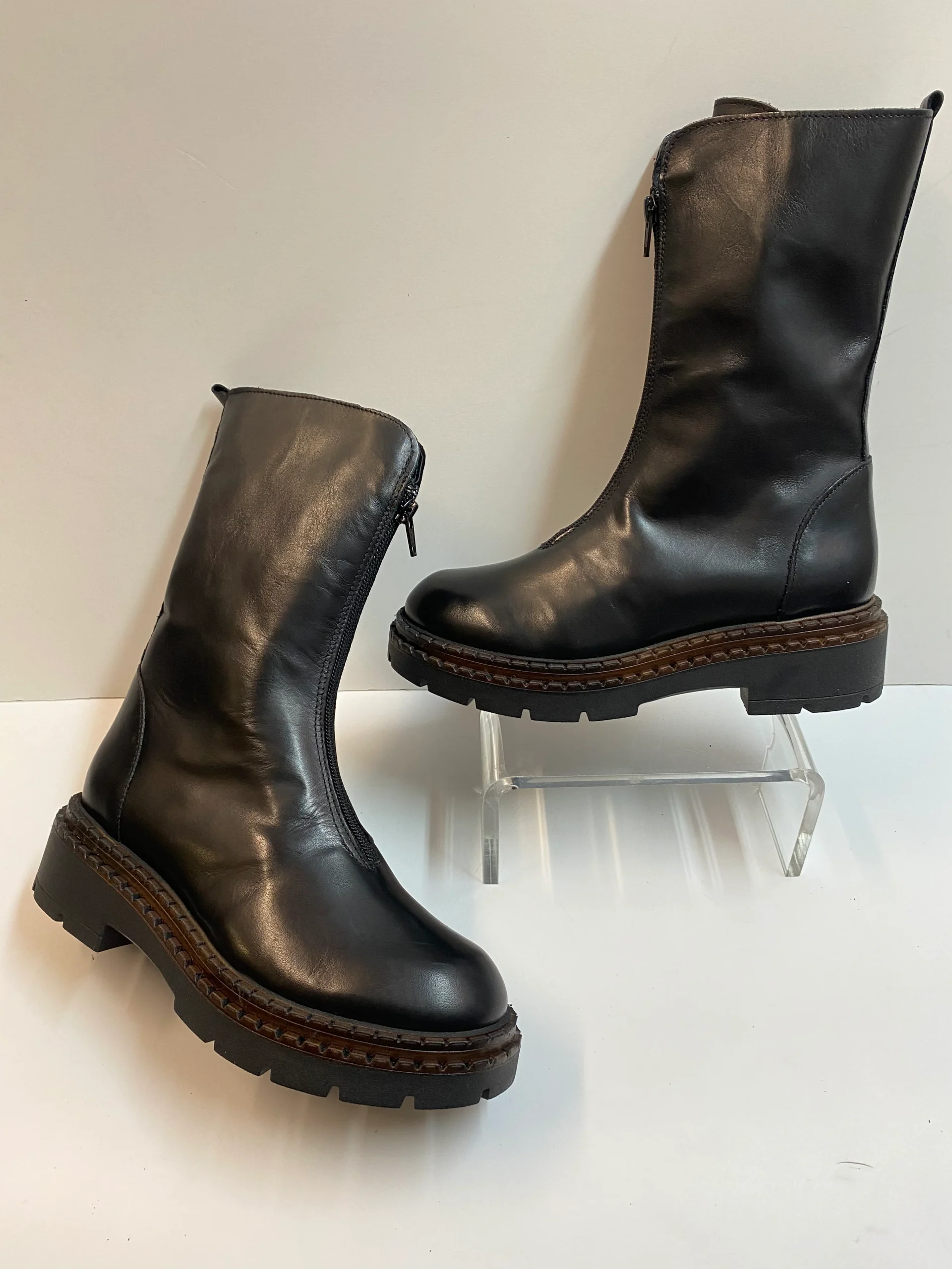 RShoes NANA 2 stivale donna in pelle nero con zip centrale - immagine 3