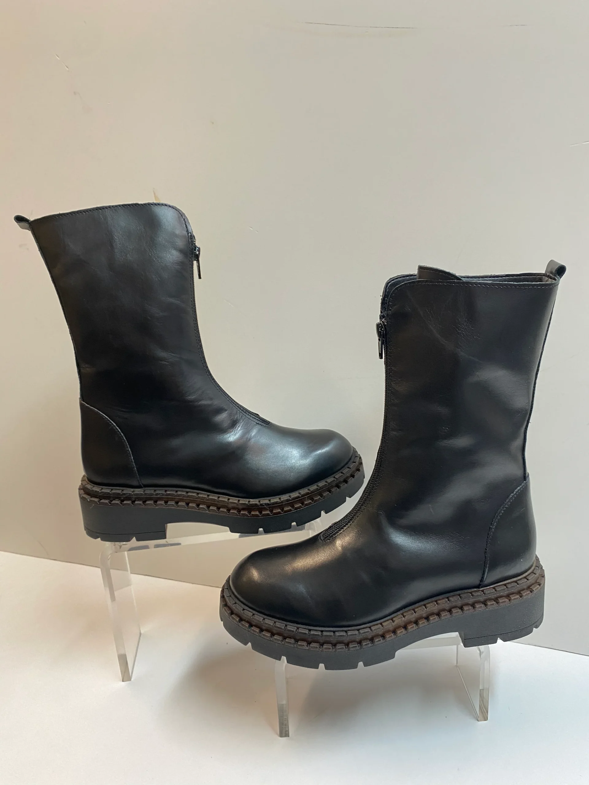 RShoes NANA 2 stivale donna in pelle nero con zip centrale - immagine 4