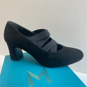Melluso X5224 dècolletè con elastici in pelle scamosciata nero