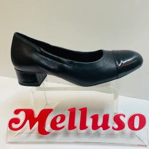 Melluso A262 dècolletè tacco 4 in pelle con puntina lucida nero