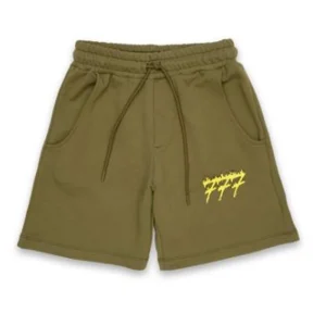 Bermuda Triplo7 in felpa verde militare basic con logo fiamme artTRSM191SBE