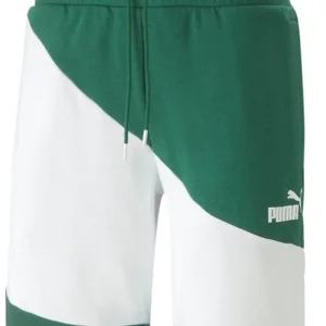 Pantaloncino Puma verde e bianco da uomo in felpa garzata power cat Art:675175-37