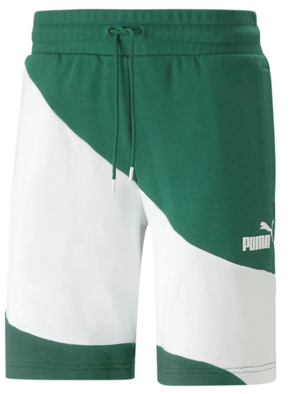 Pantaloncino Puma verde e bianco da uomo in felpa garzata power cat Art:675175-37
