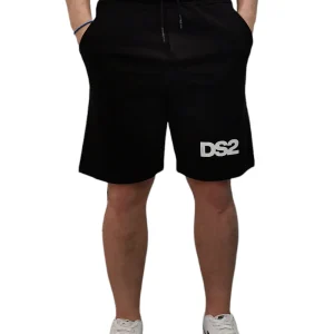 Bermuda DropSeason2 in felpa nera con Logo Basic