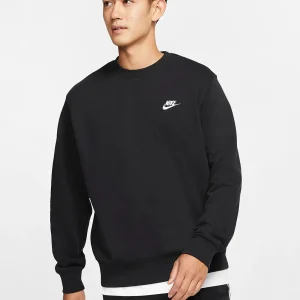 Felpa Nike da uomo girocollo basic con logo piccolo colore nero