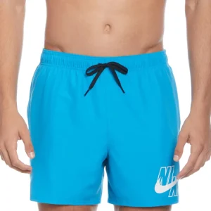 Boxer Mare Nike con scritta e logo bianco su fondo azzurro