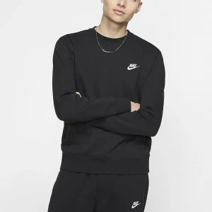 Felpa Nike nera girocollo Nsw Club Logo Piccolo BV2662-010