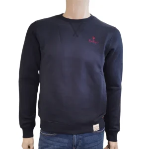 Felpa Smithy'S blu Girocollo Basic con Logo Piccolo MFE204