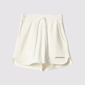 Shorts Corti in Felpa Bianchi con Spacchi Laterali e Stampa Hinnominate