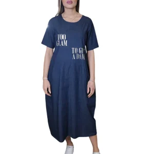 Abito Bagarry in Denim di Cotone Stretch Blu con Scritta Oro 3920-VU