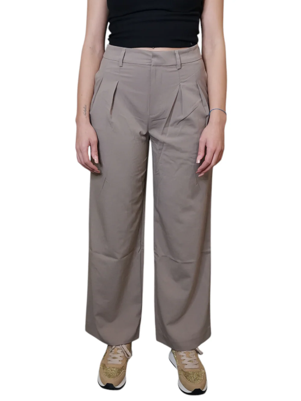 Pantalone CalvinKlein sabbia a palazzo con pence 224849