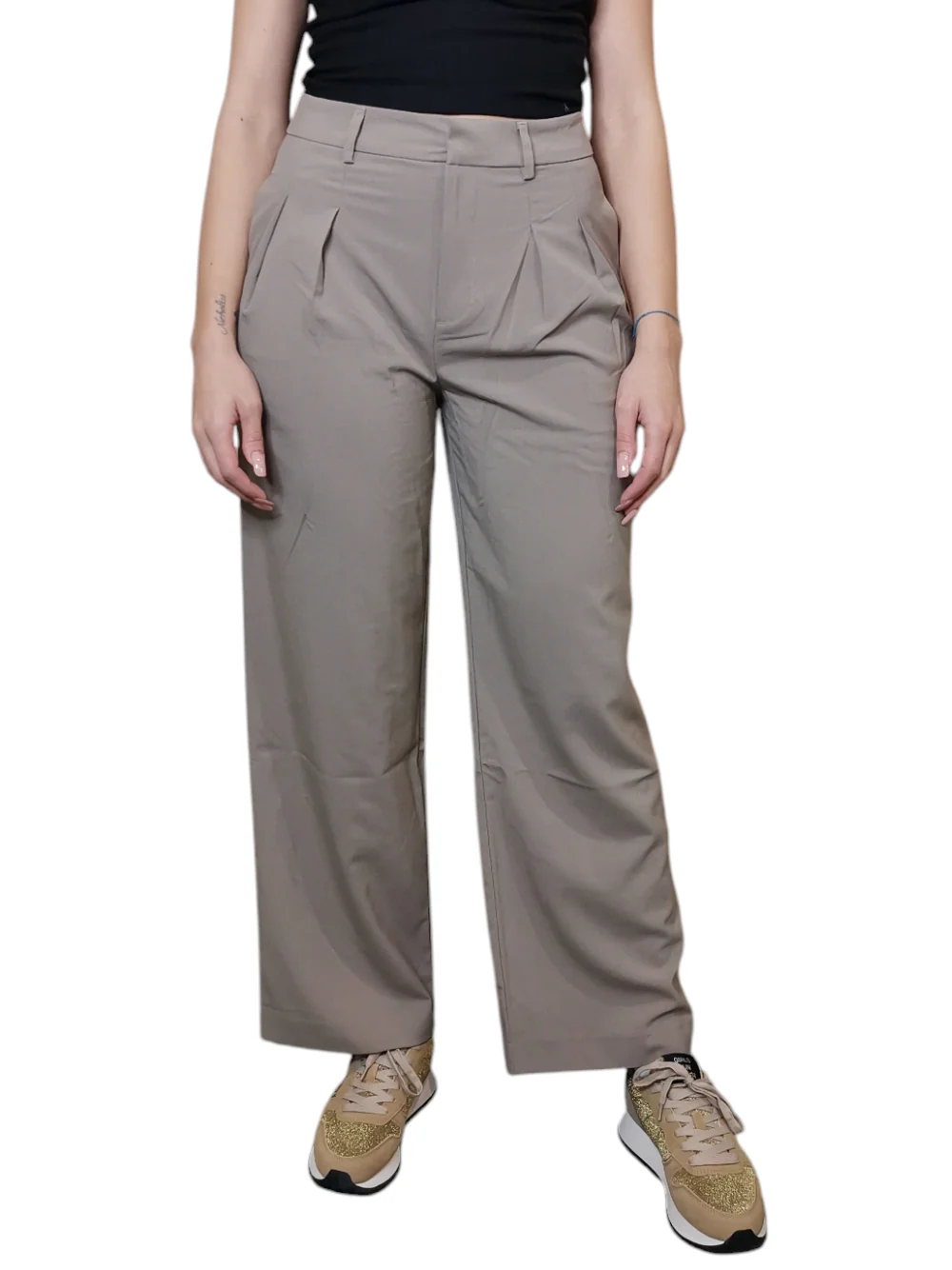 Pantalone CalvinKlein sabbia a palazzo con pence 224849 - immagine 3