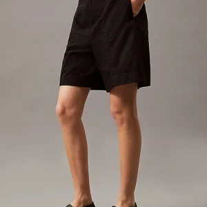 Bermuda Calvin Klein Nero in Twill di Cotone e Lino 225219