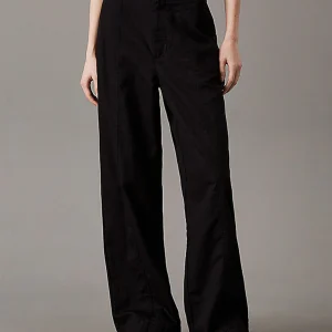 Pantalone CalvinKlein in Misto Lino e Cotone Nero 225340