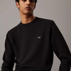 Felpa CalvinKlein Girocollo Basic in Cotone Garzato Nera 327115