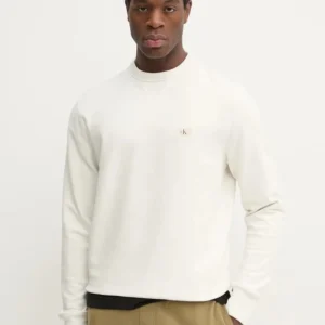 Felpa CalvinKlein Girocollo Basic in Cotone Garzato Panna 327115