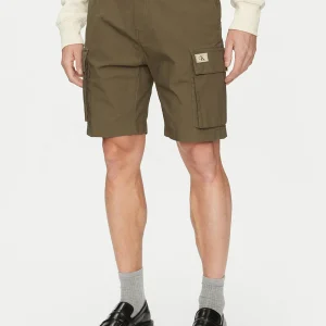 Bermuda Calvin Klein Cargo in Cotone Ripstop Verde 327376