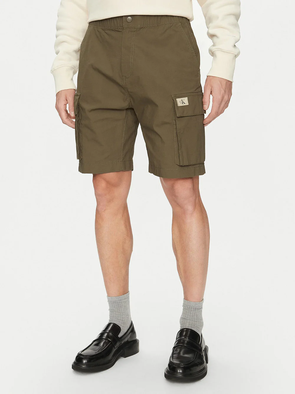 Bermuda Calvin Klein Cargo in Cotone Ripstop Verde 327376