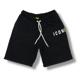 Bermuda ICON in Felpa Garzata Nera Basic B002