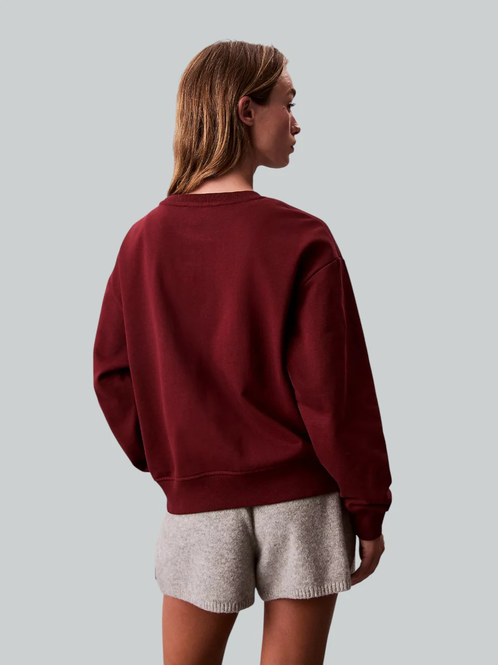 Felpa Calvin Klein Relaxed in Misto Cotone Bordò con Logo Monogramma LV047B234G - immagine 4