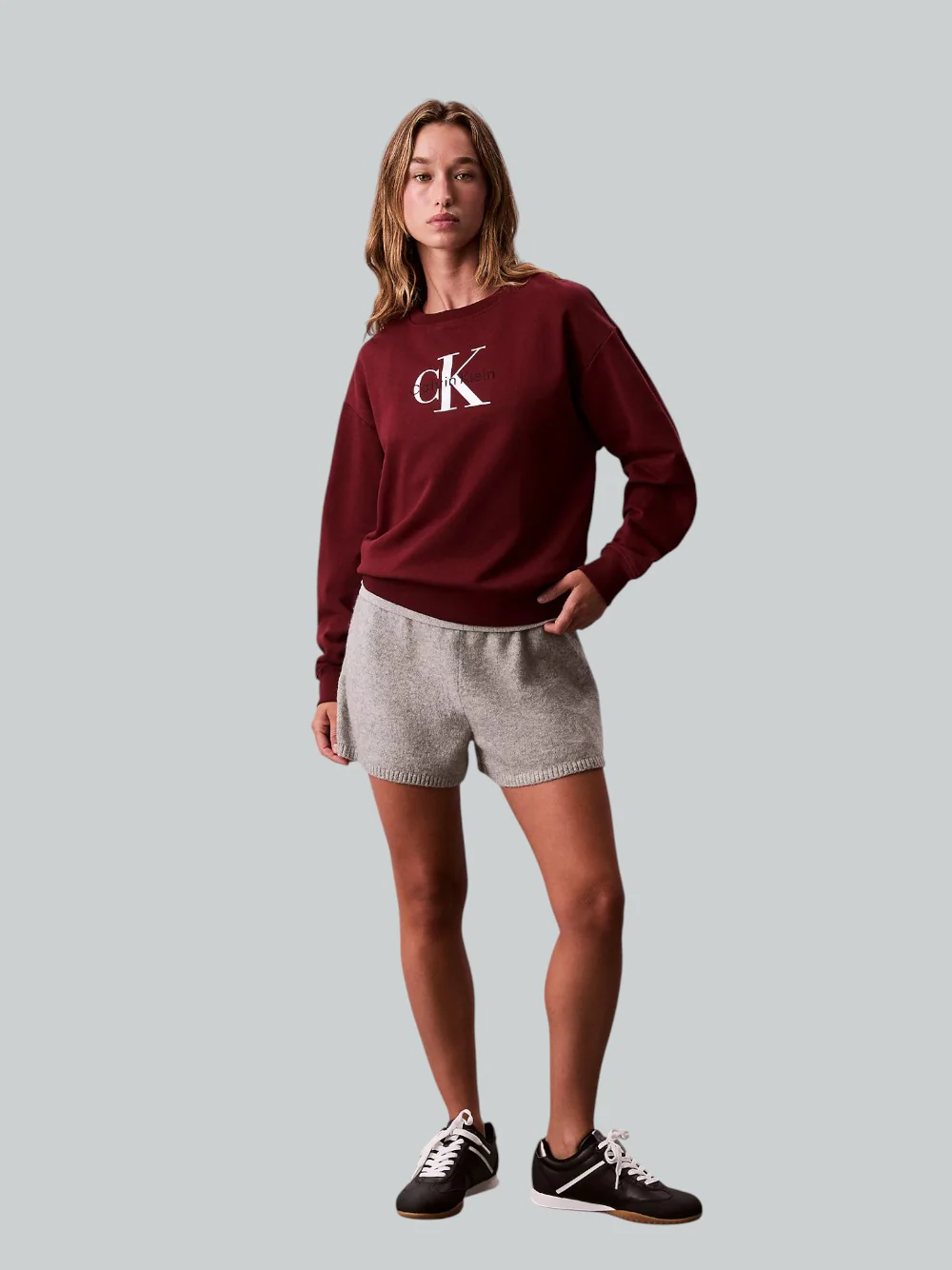 Felpa Calvin Klein Relaxed in Misto Cotone Bordò con Logo Monogramma LV047B234G - immagine 6