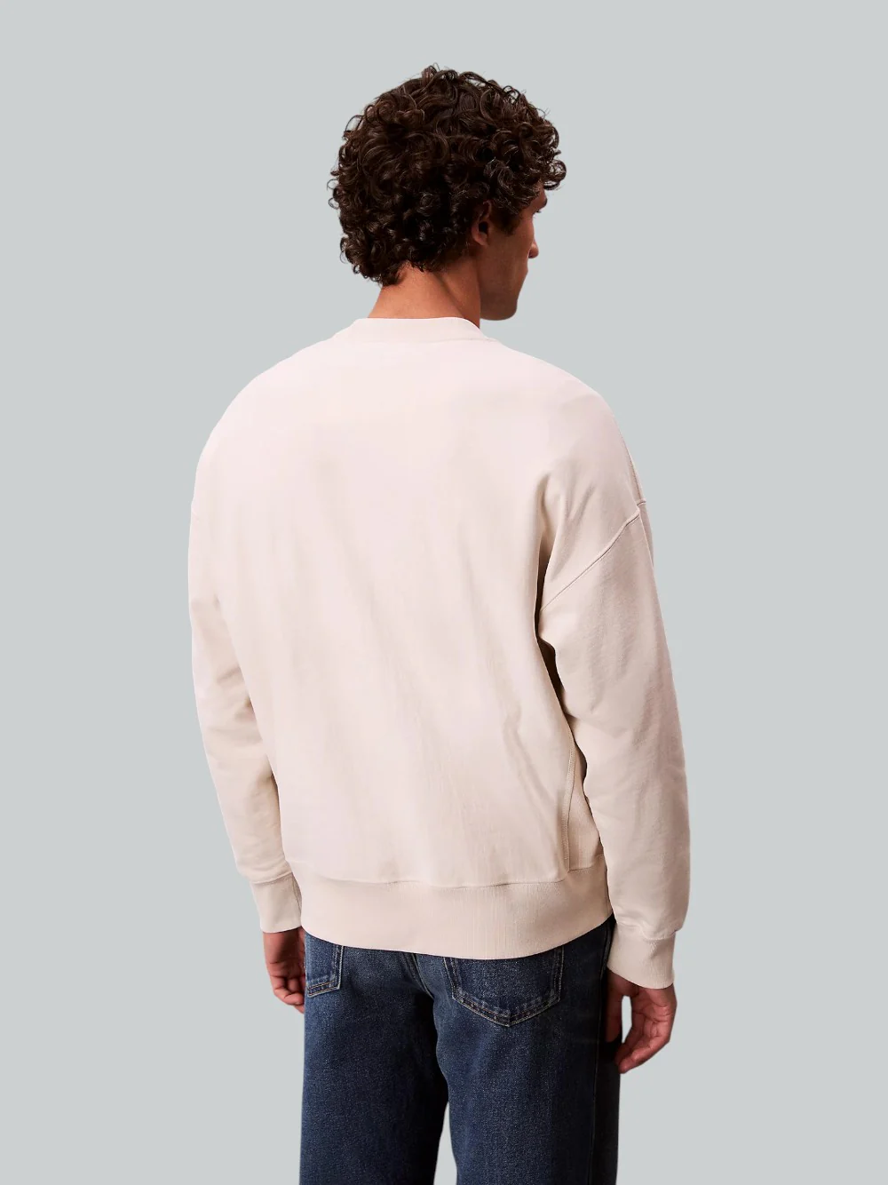 Felpa Calvin Klein Girocollo in Cotone Garzato Latte LV04RC277G - immagine 3