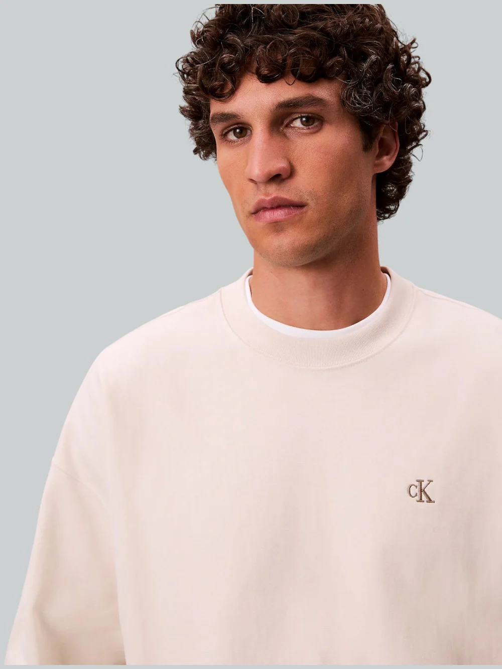 Felpa Calvin Klein Girocollo in Cotone Garzato Latte LV04RC277G - immagine 4