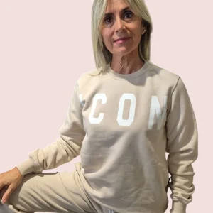 Felpa ICON Girocollo con Big Logo ICDF2W6F005 Avorio