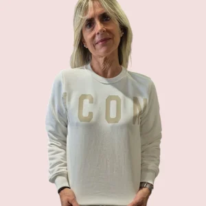 Felpa ICON Girocollo con Big Logo ICDF2W6F005 Panna