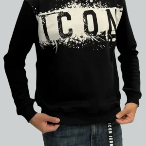 Felpa ICON Girocollo con Logo Splash ICUF2W6F013 Nero