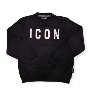 Felpa ICON Jr Nera Girocollo Basic con Logo Frontale IBSW00750