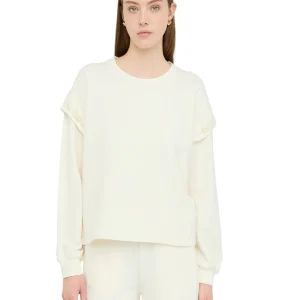 Felpa Liu Jo Sport Panna Girocollo con Perle TF5153