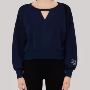 Felpa Liu Jo Girocollo in Jersey di Punto Milano Blu TA6077-3924