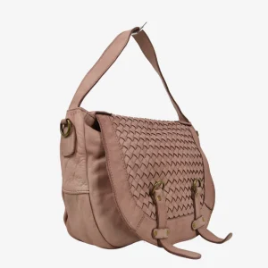 Borsa a Sacca Intrecciata Cipria Vera Pelle Sfumata