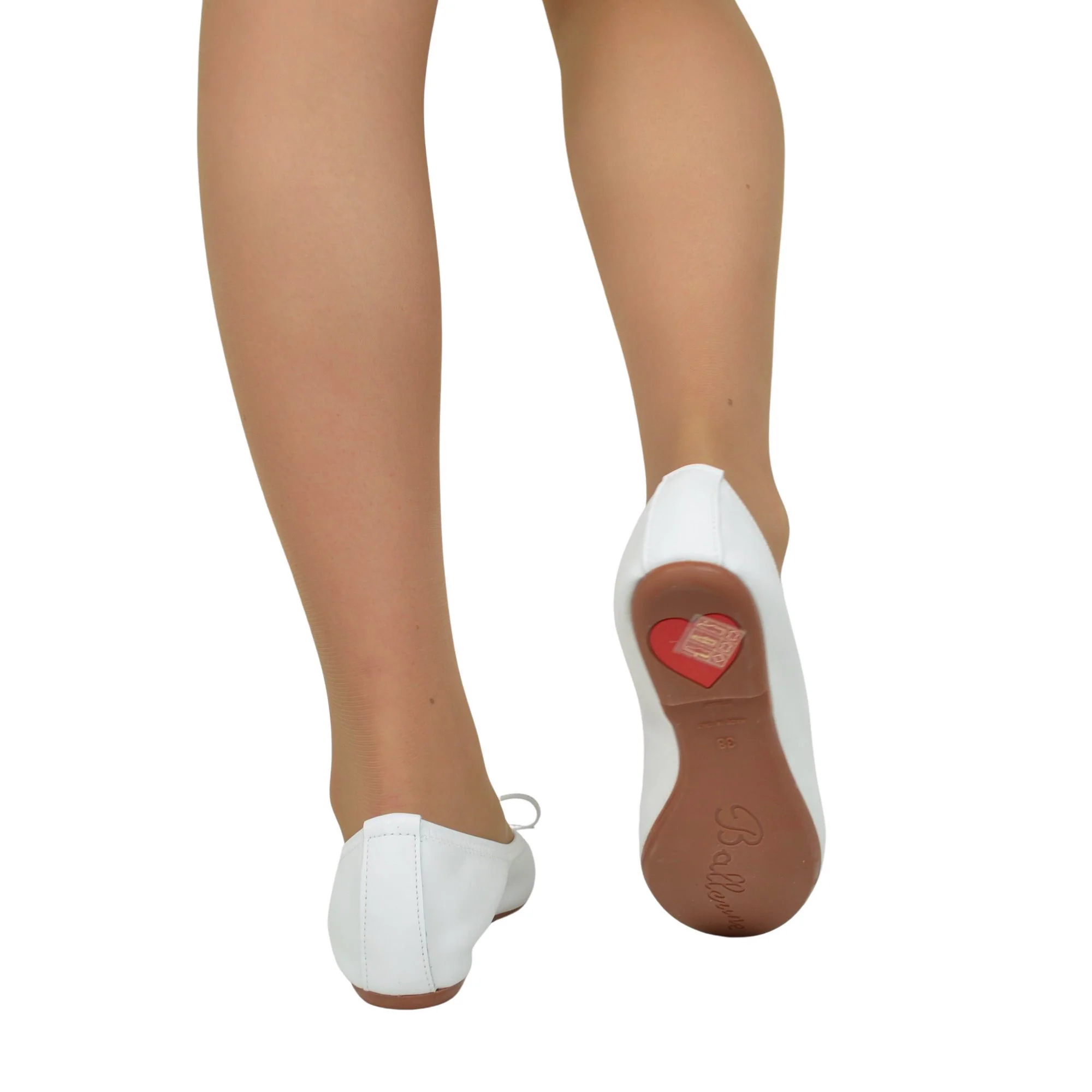 Ballerine in Nappa Bianche Elasticizzate con Zeppetta interna - immagine 5