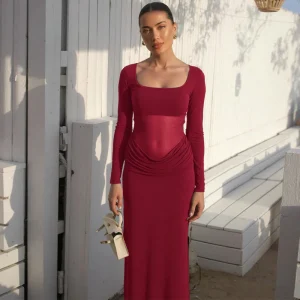 Abito Lungo Slim Fit da Donna in Tessuto a Coste