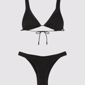 Bikini Donna Triangolo Alto con Slip Americano Fisso Nero 0140-BK F**K