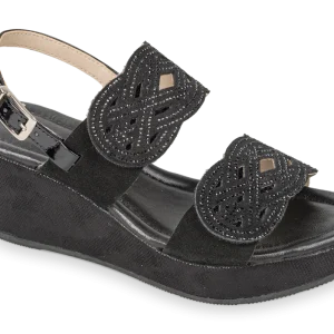 Valleverde 32210 sandalo donna doppia fascia con zeppa nero