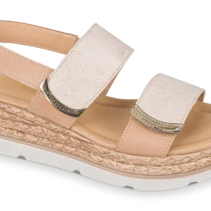 Valleverde 32391 sandalo donna doppia fascia e zeppa corda gold