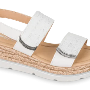 Valleverde 32391 sandalo donna doppia fascia e zeppa corda silver