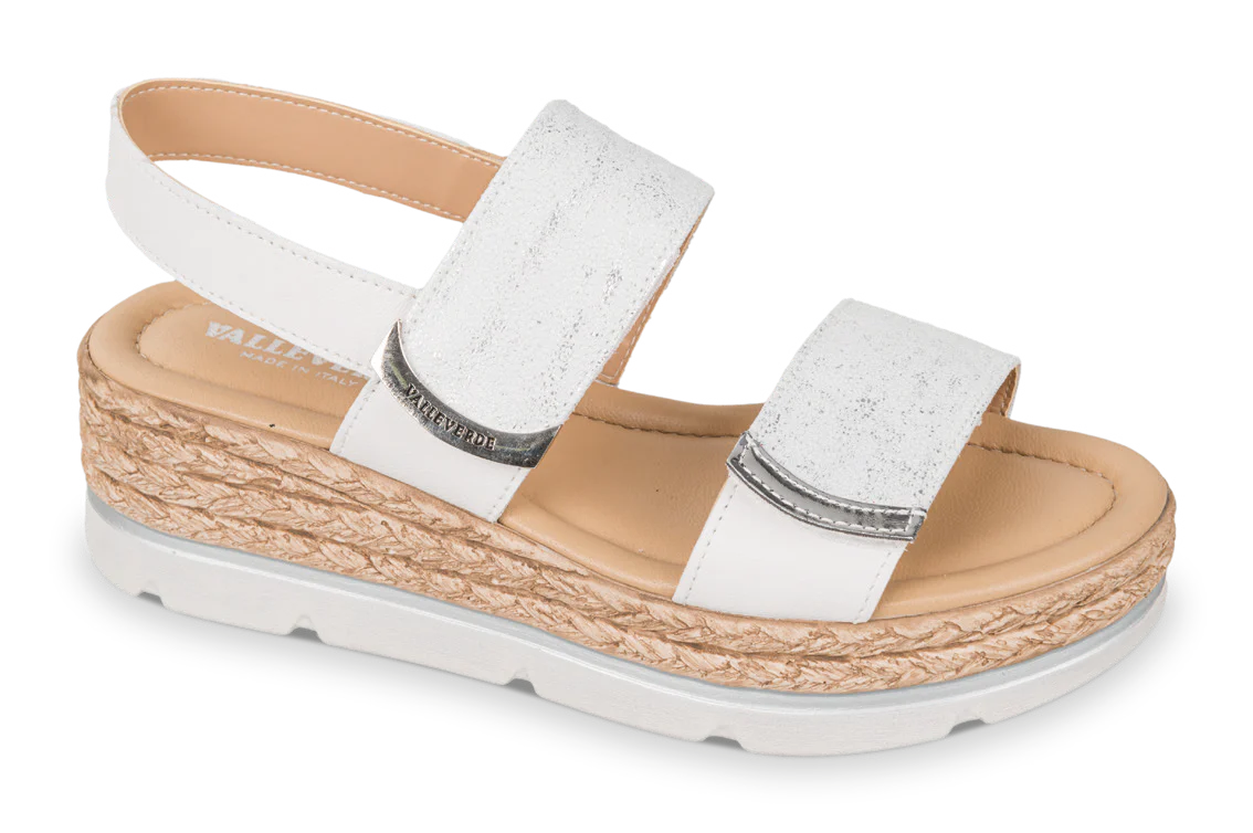 Valleverde 32391 sandalo donna doppia fascia e zeppa corda silver - immagine 2